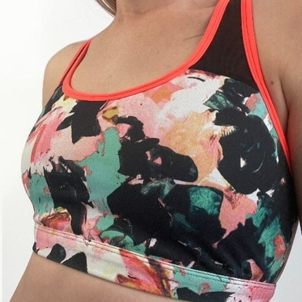 Fabletics Colorful Abstract Floral Print Racerback Sports Bra - Picture 5 of 7